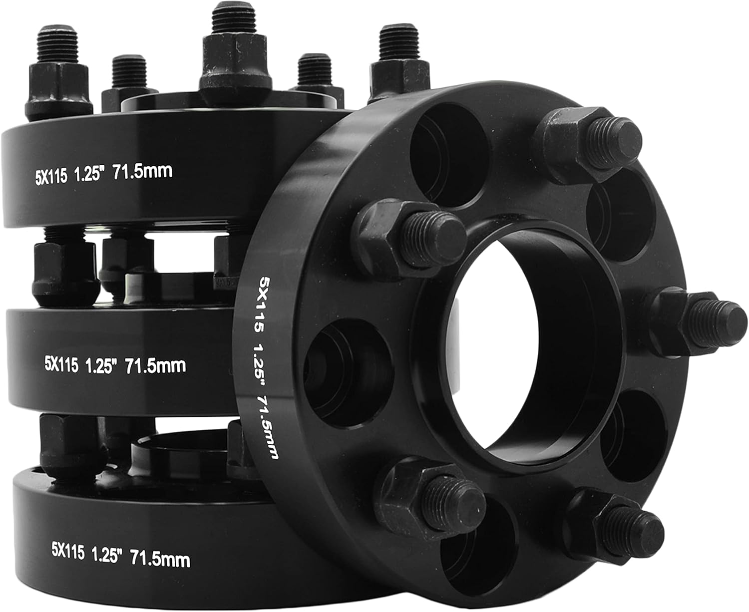 4 Pc 5x115 MM Black Hub Centric Wheel Spacers Adapters 1.25" Thick (31 MM) | 71.5 MM Hub | M14x1.5 Studs | Fits Dodge Charger Challenger Magnum | Hellcat Demon Srt-8 Scatpack R/T S/E L/X Models