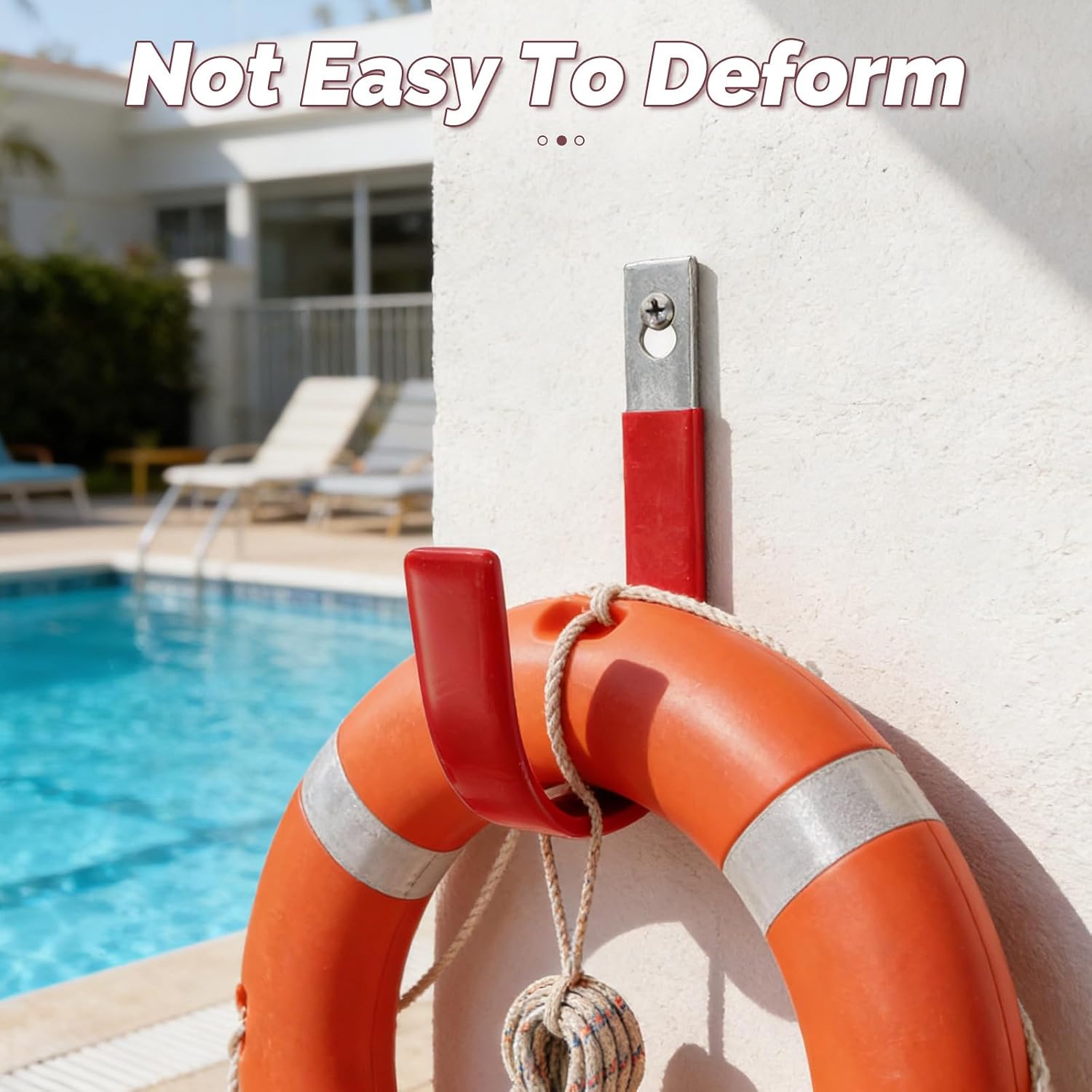 2pcs Stainless Steel Life Ring Hook, Plastic Coated Pool Lifebuoy Hanger, Anti-Scratch Wall Mount Hook for Boat, Rescue Equipment Storage