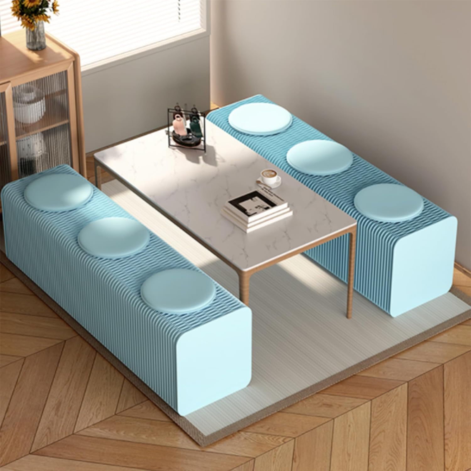 Foldable Paper Stool, Accordion Paper Stool, Folding Craft Stool, Shoe Changing Stool for Home, Office, Exhibition, Shopping Center (L98.4 Orange)