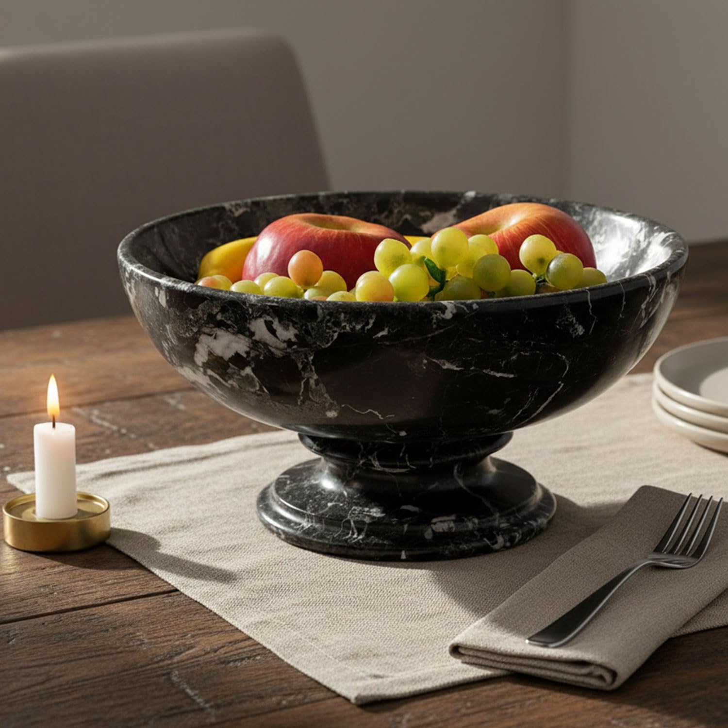 Amazon｜Radicaln 大理石フルーツボウル、10インチ、ブラック