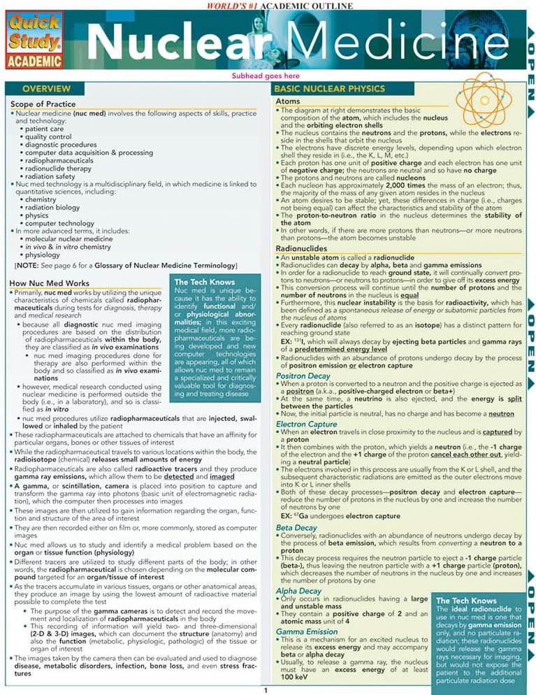 Nuclear Medicine: QuickStudy Laminated Reference Guide (Quick Study Academic)