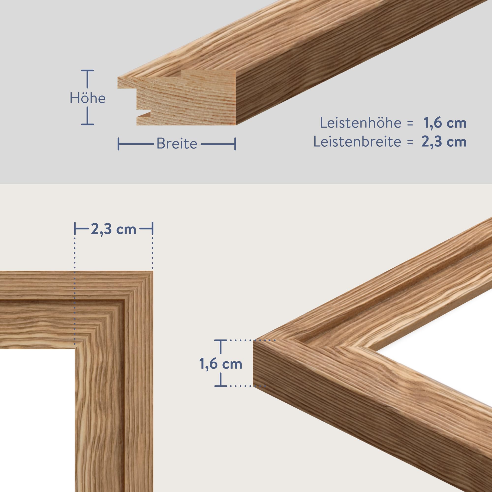 WANDStyle Bilderrahmen 50x50 Eiche, rustikaler Bilderrahmen Holz 50x50 cm | Hochwertiger Holzbilderrahmen, Posterrahmen zum Aufhängen, Rahmen 50x50 cm, Fotorahmen H025 - Made in Germany