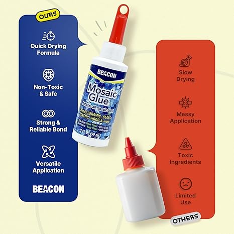 BEACON Mosaic Glue - Non-Toxic & Water Resistant, Ideal for All Tiles & Surfaces, 2-Ounce