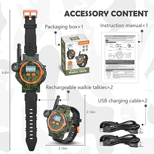 Miniatura 5 de Walkie Talkies recargables para niños, radio bidireccional Walky Talky con linterna para niños de largo alcance, paquete de 2 interfonos de juguete