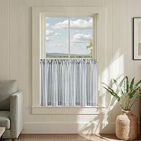 Vista 70 de jinchan Cortinas de Lino a Rayas para Cocina de 45 Pulgadas, Cortinas de Nivel, Estilo de Granja Moderno, Estilo Café, Tratamientos para Ventanas