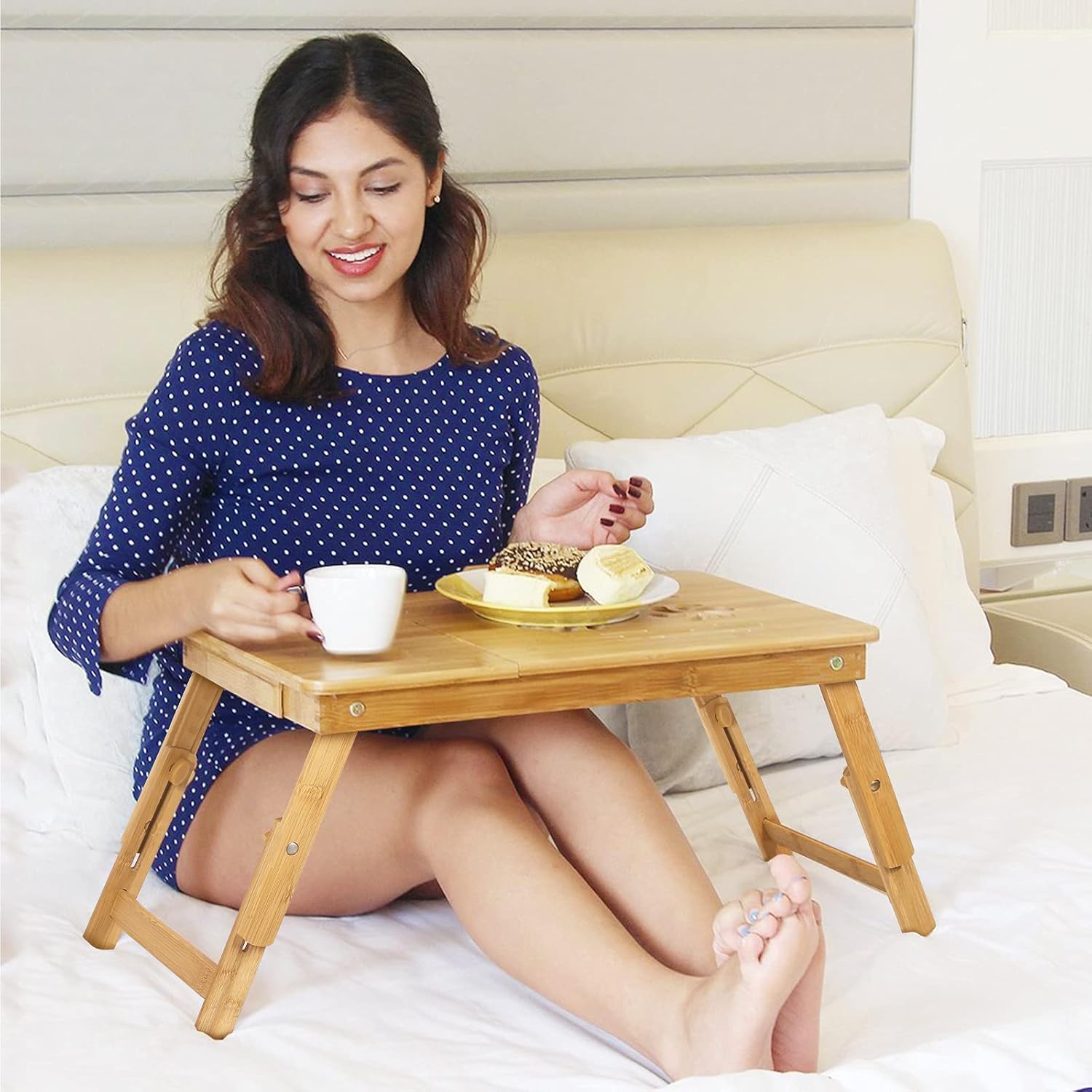 Best Deal Product Laptop Desk Tray, Breakfast Serving Bed Tray, Computer, Notebook Holder & Stand, Adjustable & Foldable with Flip Top and Drawers, 100% Bamboo Cheapest 🛒 Laptop Desk Tray, Breakfast Serving Bed Tray, Computer, Notebook Holder & Stand, Adjustable & Foldable with Flip Top and Drawers, 100% Bamboo