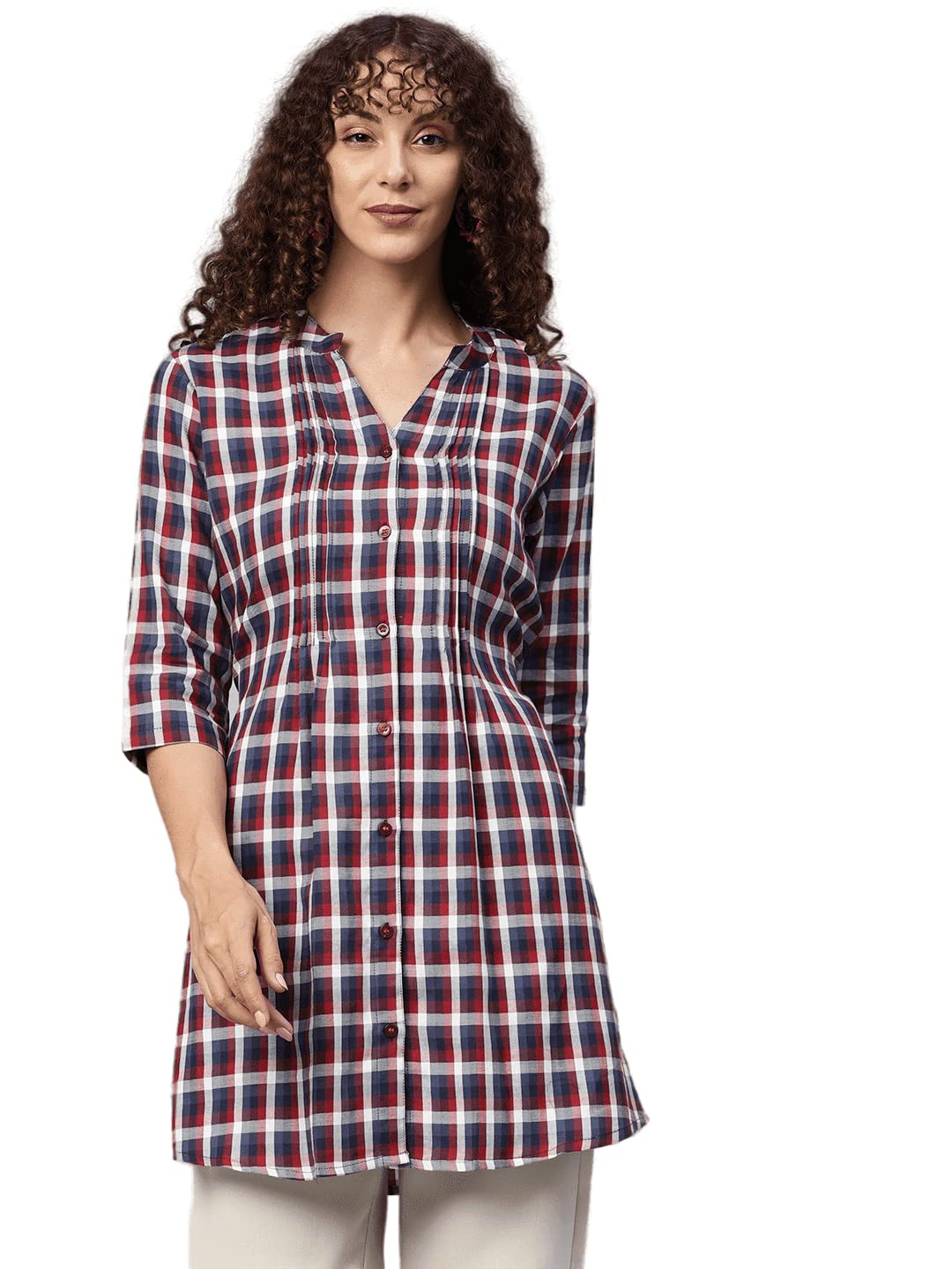 Bazar Women's Plaid Check Print Tunic (OFTNT-012)-picture-57
