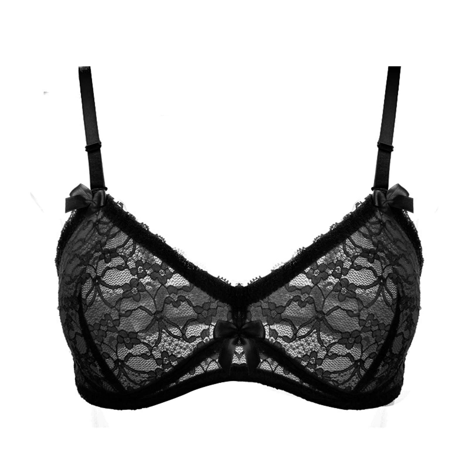 WENJUN Sujetadores push up para mujer de talla grande, encaje ultrafino sin costuras, sujetador de lencería sin alambre, cobertura completa todos los días (color: negro, tamaño: 90E)