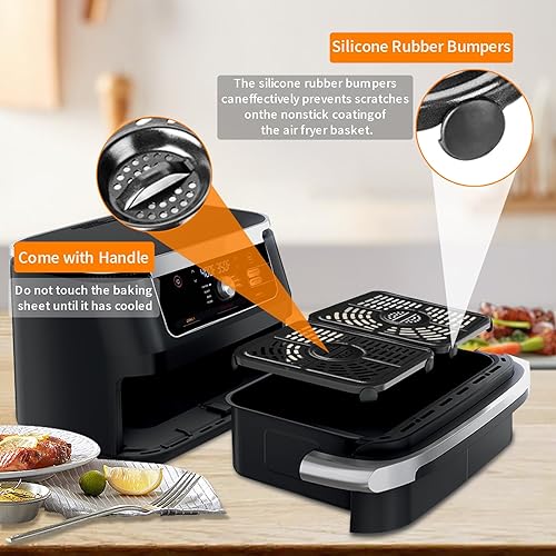Miniatura 3 de GWY Bandeja de freidora de aire para freidora de aire Ninja Foodi de 11 cuartos de galón 7 en 1 MegaZone XL FlexBasket, 2 paquetes de repuesto para