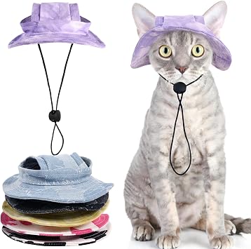 QBLEEV Cat Hats for Cats Only, Sphynx Cat Bucket Hat with Ear Hole