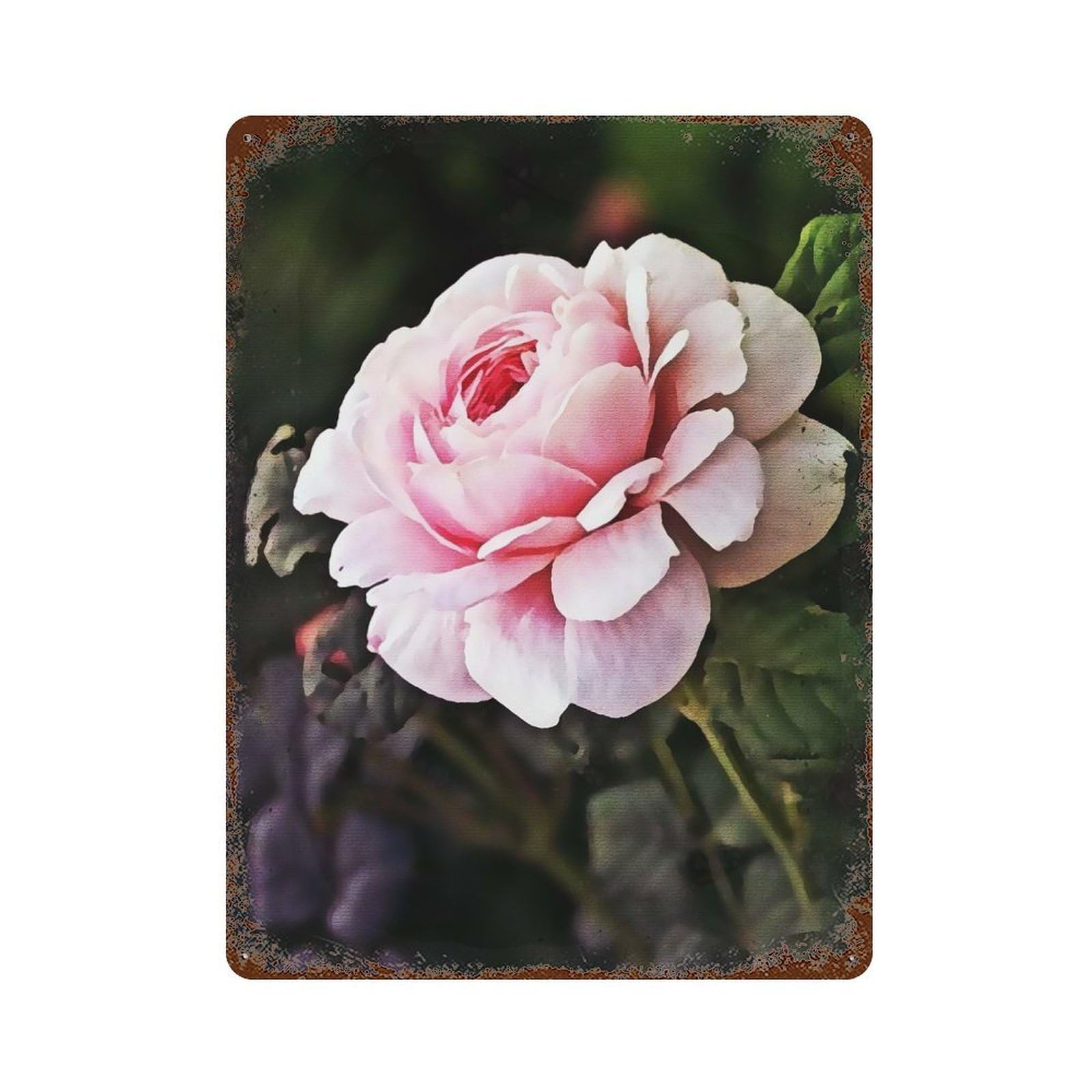 Flower Art Vintage Rust Metal Sign 15.7"x11.8", Ideal for Bistro, Counter And Cafe Decor