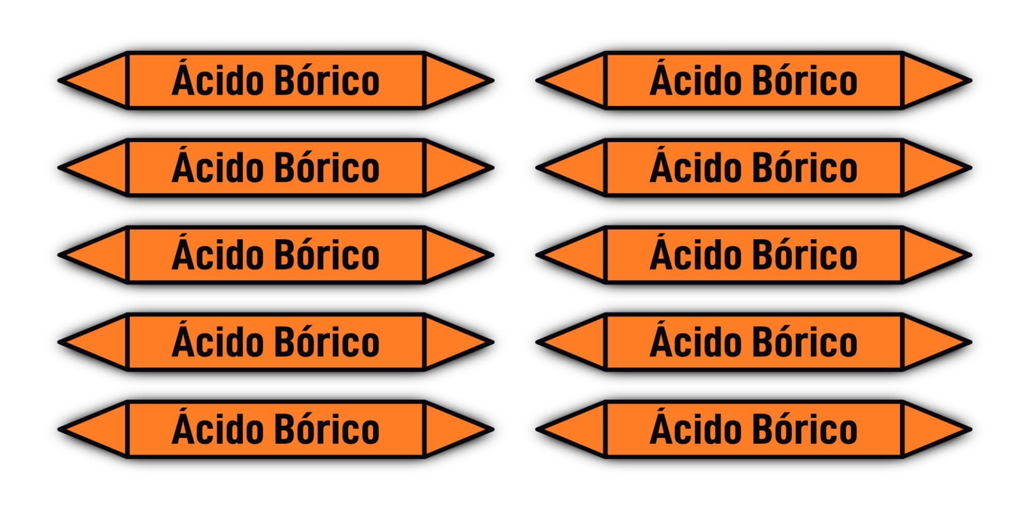 Havati Ácidos: Ácido Bórico Ácido Bórico Sticker 100 X 15 Mm Pack Of 10 - Grupo 6 - Ácidos - Pipeline Marking - According To Din 2403 - Language: Spanish