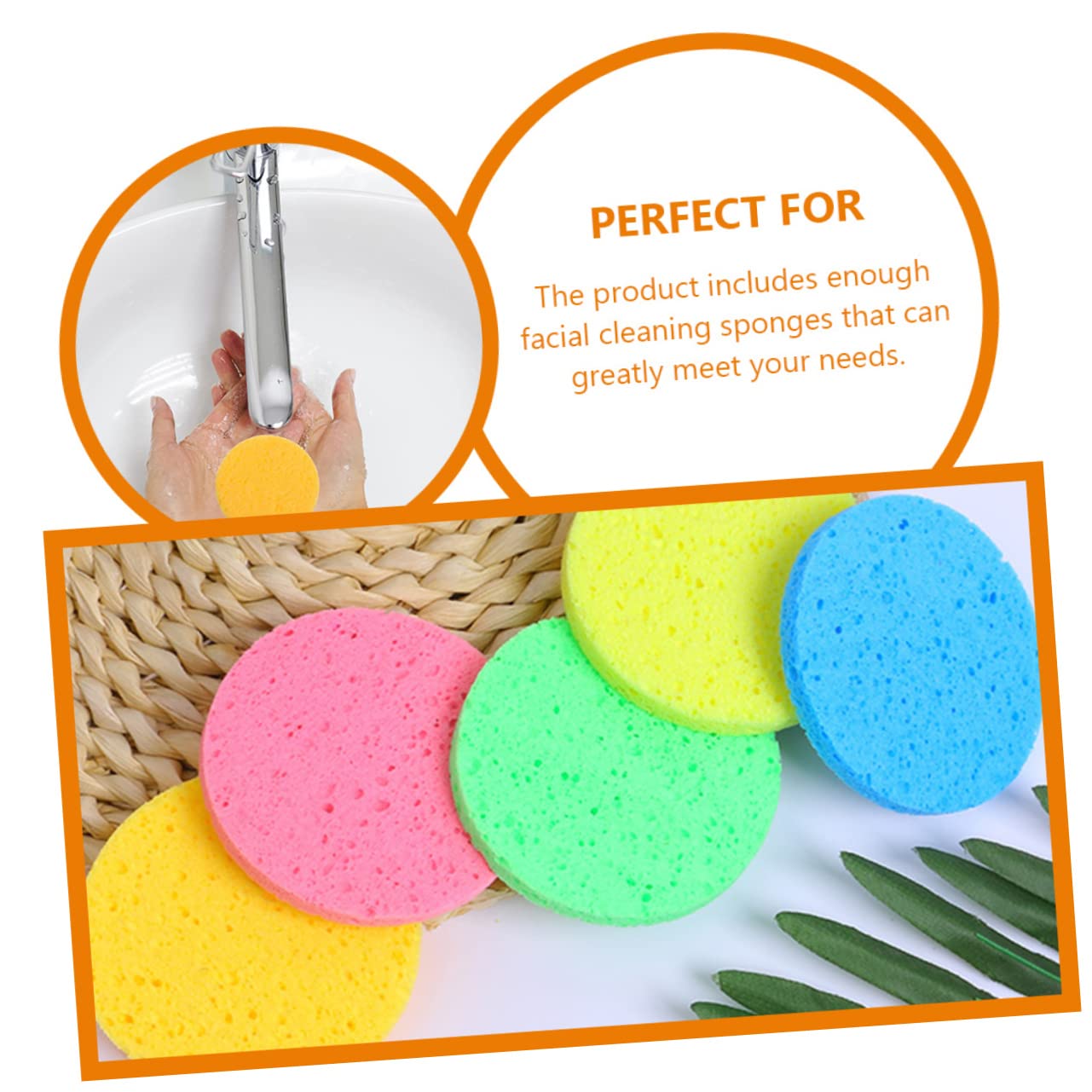 DOITOOL 150pezzi Spugne Per Detersione Viso Cellulosa Spugnette Colorate Per Rimozione Trucco e Pulizia Facciale Per Uso Quotidiano Spessore