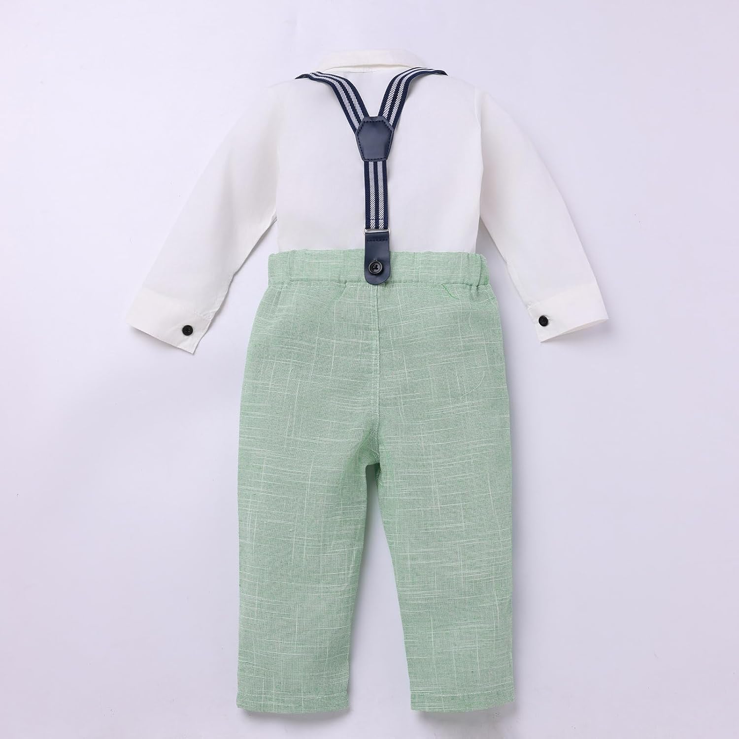 IDOPIP Toddler Kids Baby Boys Formal Suit Gentleman White Shirt with Bowtie + Suspender Shorts Pants Overalls Clothes 6M-5T