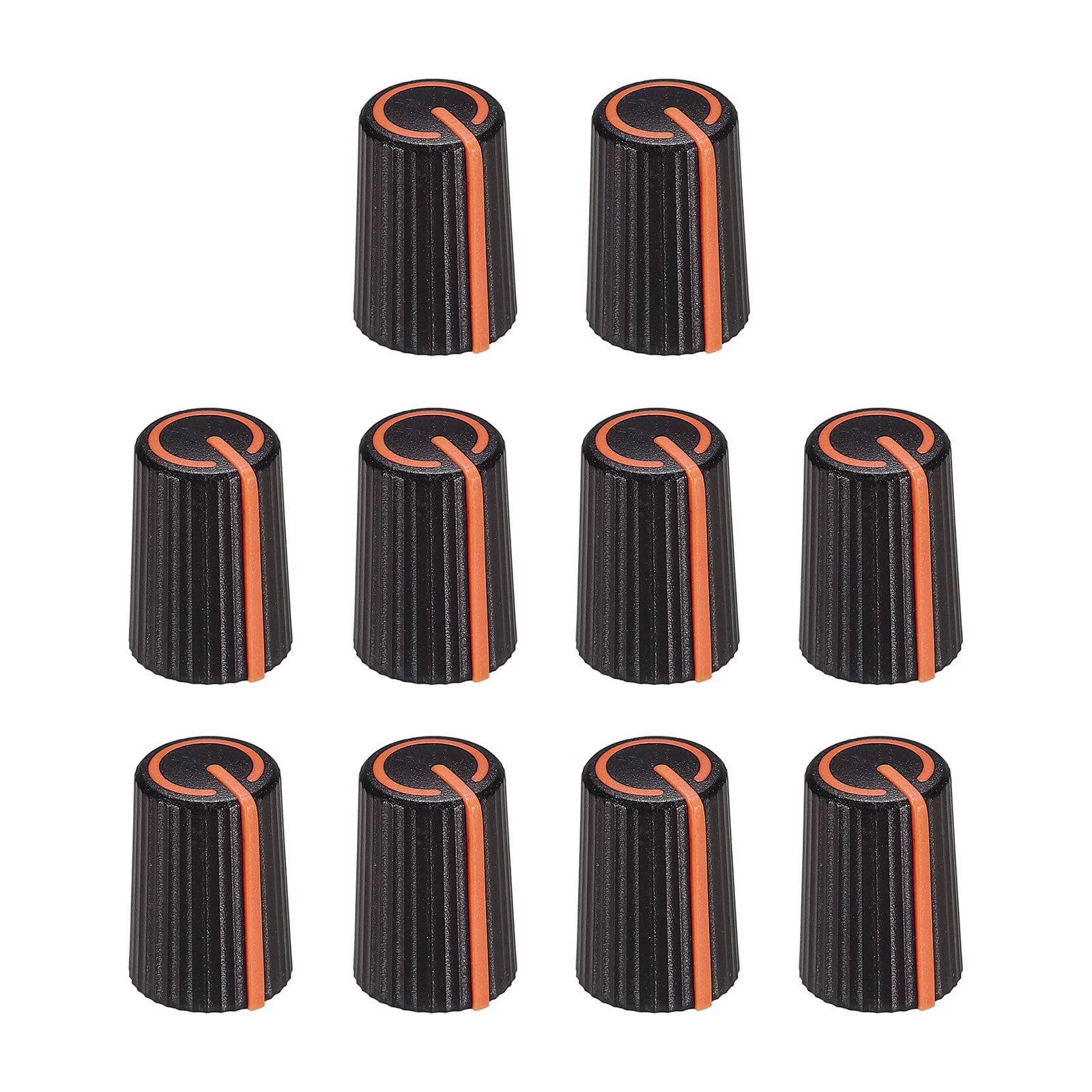 MECCANIXITY Potentiometer Control Knob ABS Guitar Knob for 6mm D Type Shaft Electric Guitar Power Amplifiers Stereos,Bass Volume Tone 270 Degrees Rotary Knob Black Orange 10PCS