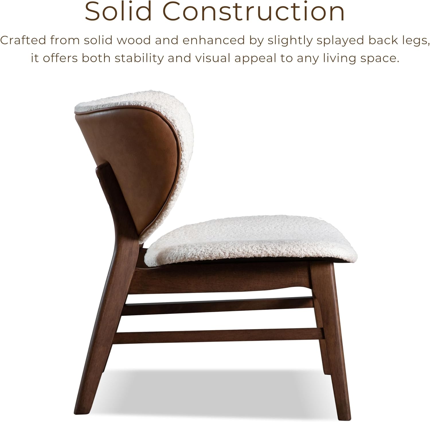 Furniture of America Lucian Mid-Century Modern Solid Wood Brown Accent Chair with Wingback, Comfortable Upholstered Seating for Home, Office, Living Room, Walnut