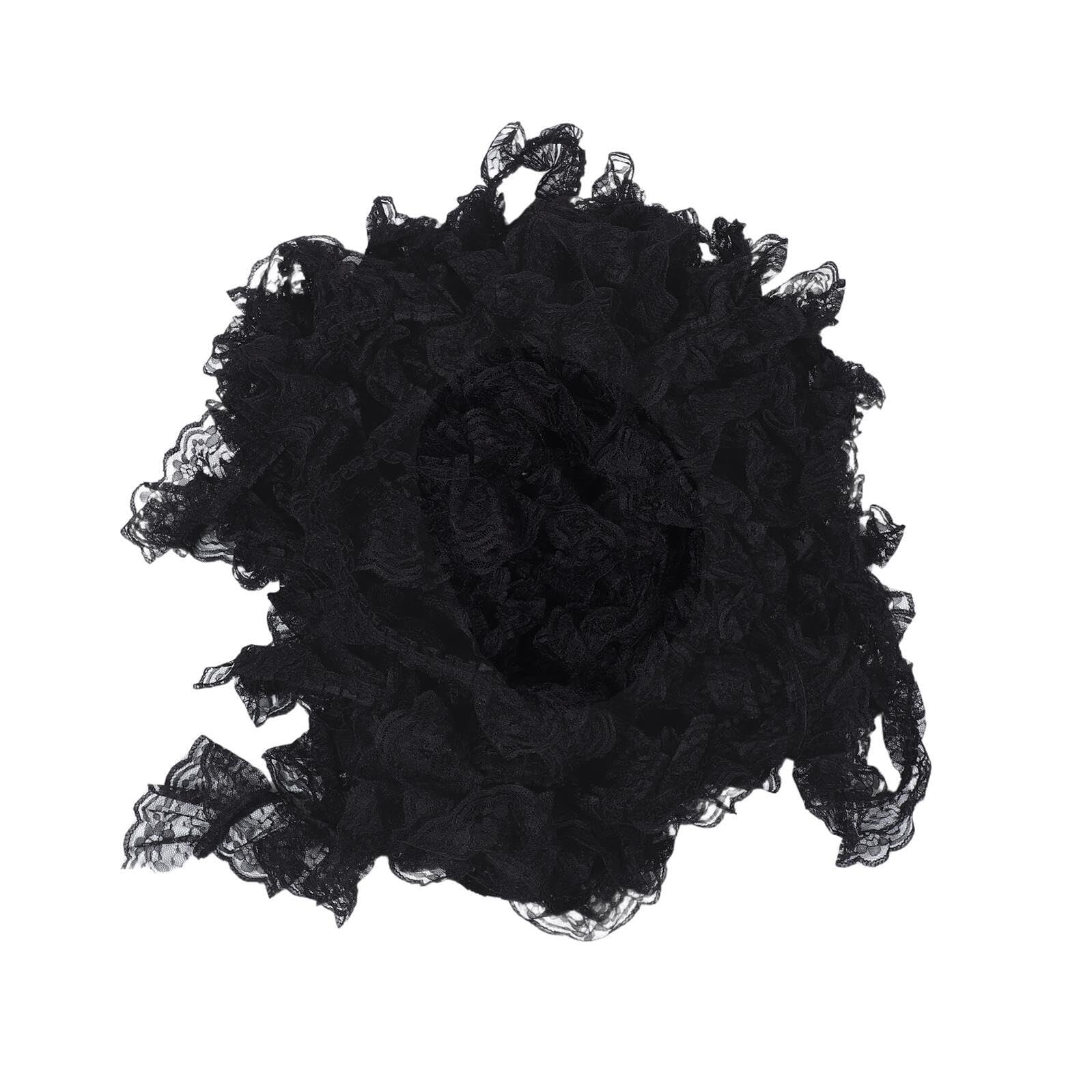 Bordure brodée ruban de dentelle noir 6 cm galon plissé vintage 40m