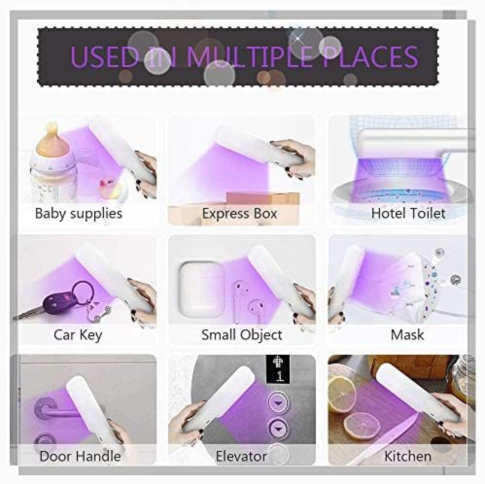 Esterilizador De Luz Ultravioleta Desinfectante De Luz UV-C Portátil, Mini Barra Esterilizadora De Luz UV, Luz UV De 12 LED, Lámpara De Desinfección UV con Carga USB, para El Hogar del Hotel,Color