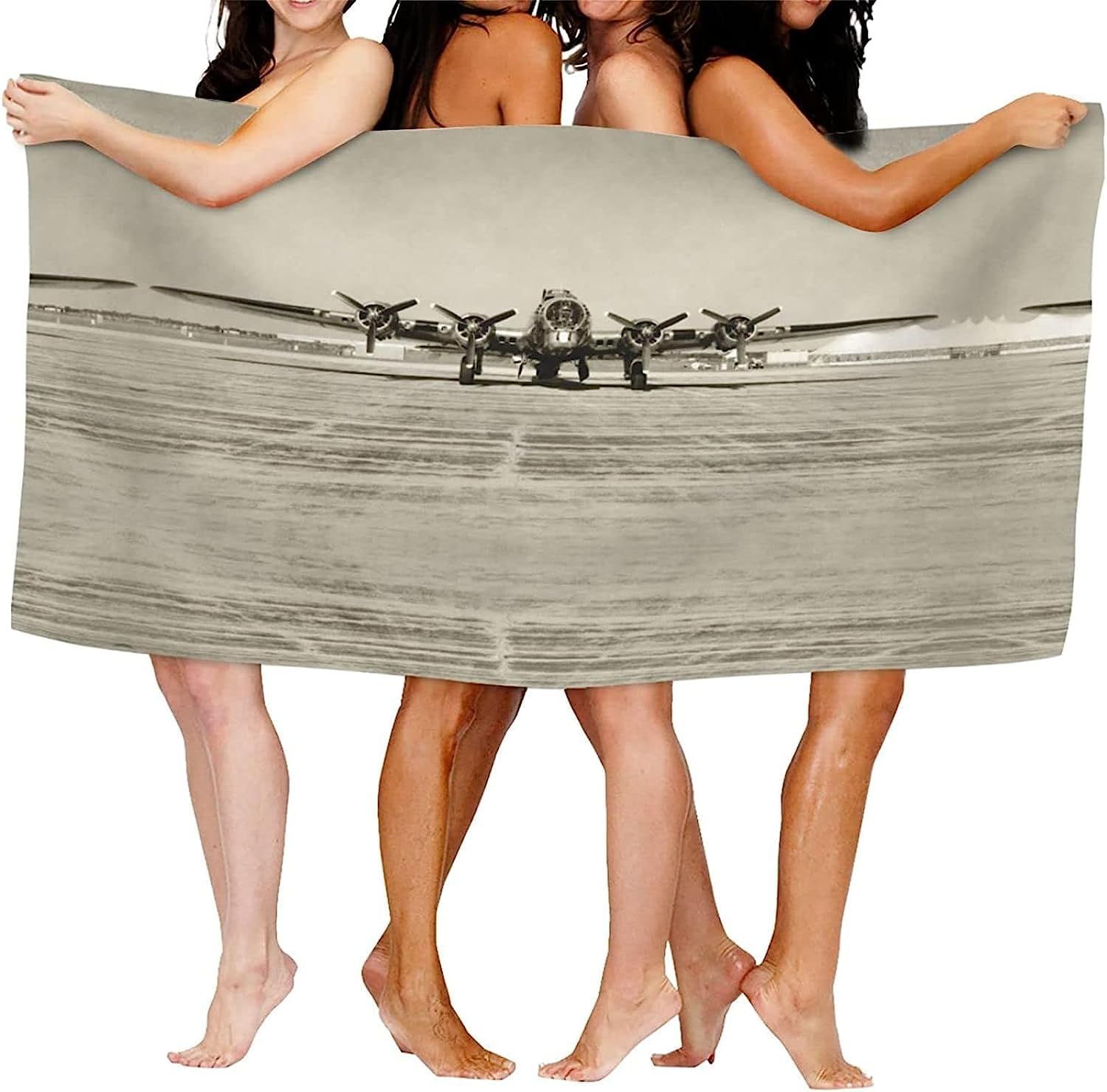 Serviette De Plage Femme Microfibre Grande Draps De Bain XXL 200 X 200 Cm pour Voyage Plage, Yoga,Piscine, Gym, Camping, Sports - Séchage Rapide, Léger, Absorbent- Icône d'avion -9J6R