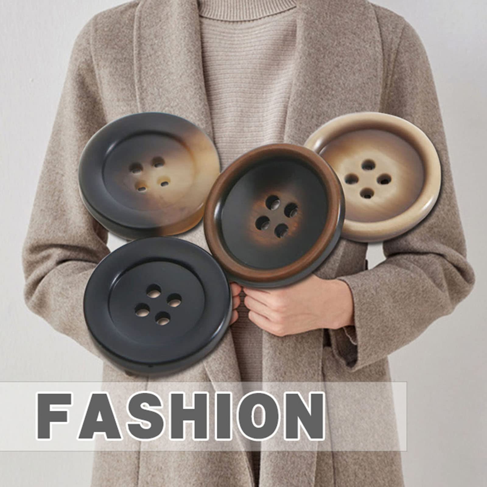 10 bottoni in resina a 4 fori per cappotti, artigianato, cucito e cartacei, caffè, 18 mm