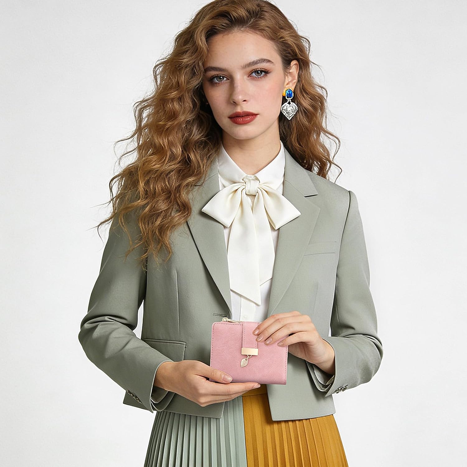 Pomelo Best Wallet Women Large Capacity Bifold Wallets for Women Credit Card Holder 8 Card Slots with 2 ID Window Zipper Coin Pocket Rose - Image 2