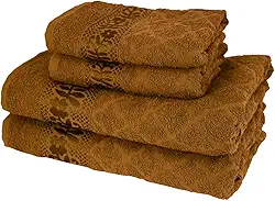 Kit 4 Toalhas Luxo Flabom 2 Banho + 2 Rosto 100% Algodão Premium Alta Absorção e Toque Aveludado Cor:Marrom