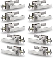Vista 26 de USHTL01-SN-BK-6P - Manija cuadrada de privacidad para puerta de níquel cepillado sin llaves para dormitorio o baño, USHTL01-SN-BK-6P