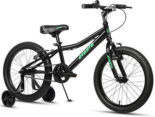 AVASTA Bilbo - Bicicleta infantil de 14, 18, 20 pulgadas, para niños de 3 a 10 años, con soporte y doble freno de mano, asiento ajustable, varios