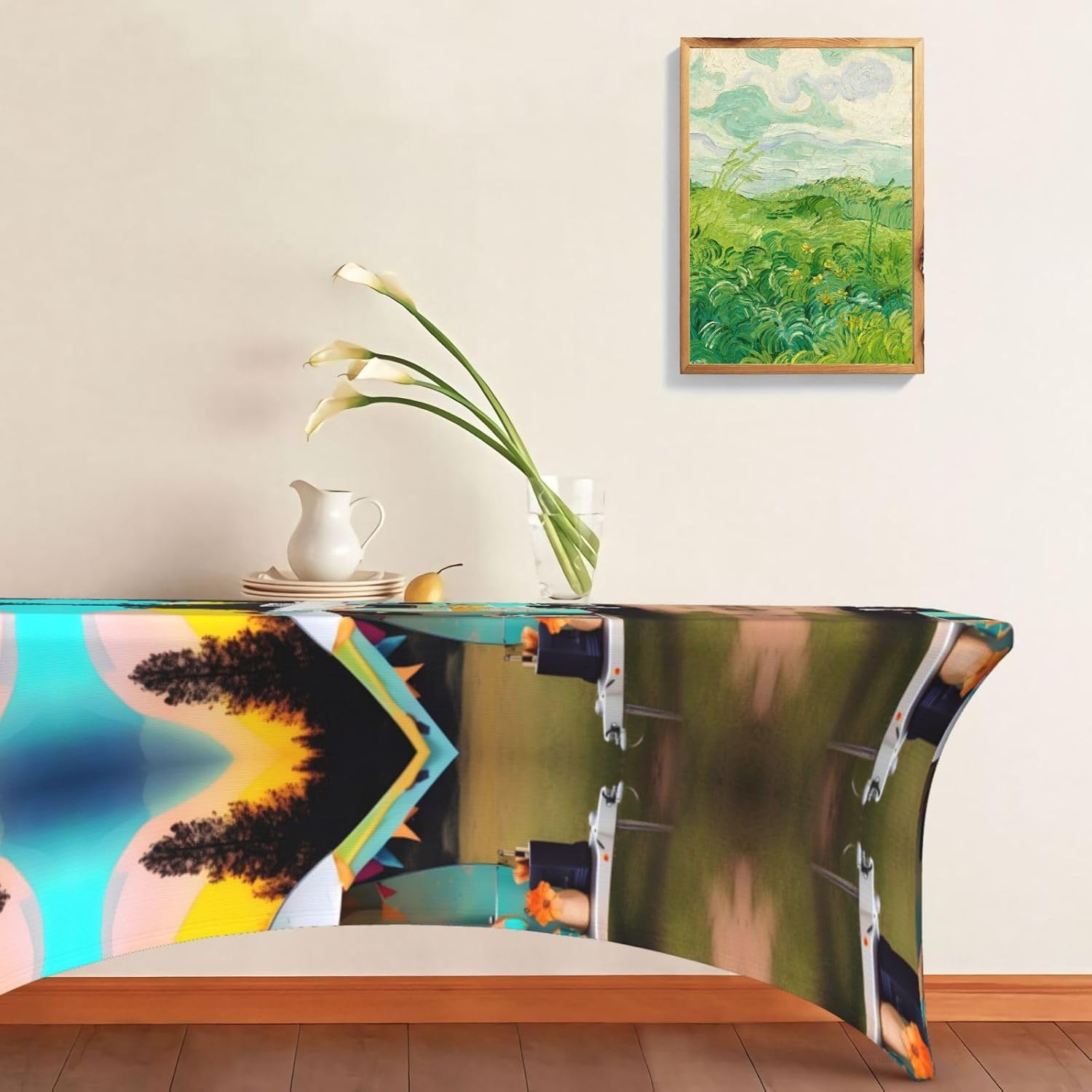 You Make Me Happy Camper Print Table Cover Rectangular Tablecloth for 6-Foot Tables for Wedding Banquets Outdoor