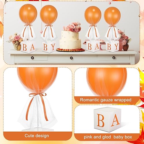 Miniatura 7 de Juego de 6 globos tutú de tul rosa para niña con cajas de letras, centros de mesa de baby shower, decoración para revelación de género, globos de 24