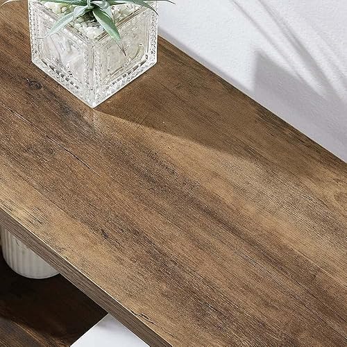 Miniatura 6 de FOLUBAN Estantería de 3 niveles, estantería industrial y estantes para libros, para dormitorio, madera rústica y metal, para oficina, roble