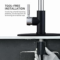 Vista 7 de WEWE Grifo de Fregadero de Cocina, Grifo de Cocina Extraíble, Grifo de Cocina Negro y Cromado con Rociador de Acero Inoxidable de Una Sola Manija