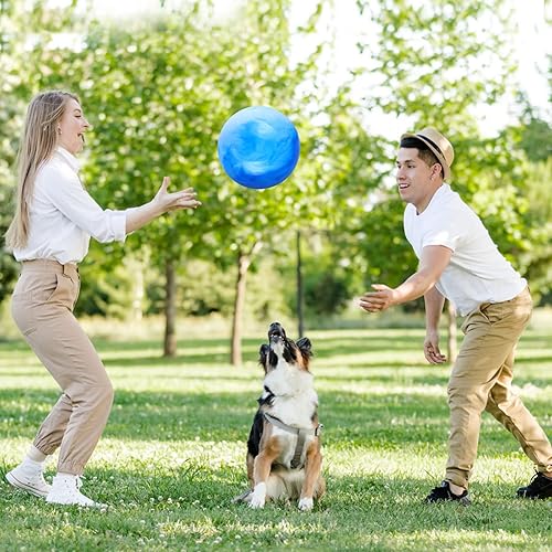 Miniatura 3 de 4 pelotas hinchables marmoleadas y 1 bomba de 9 pulgadas, bolas sensoriales inflables de playa, pelotas hinchables para el patio de recreo escolar