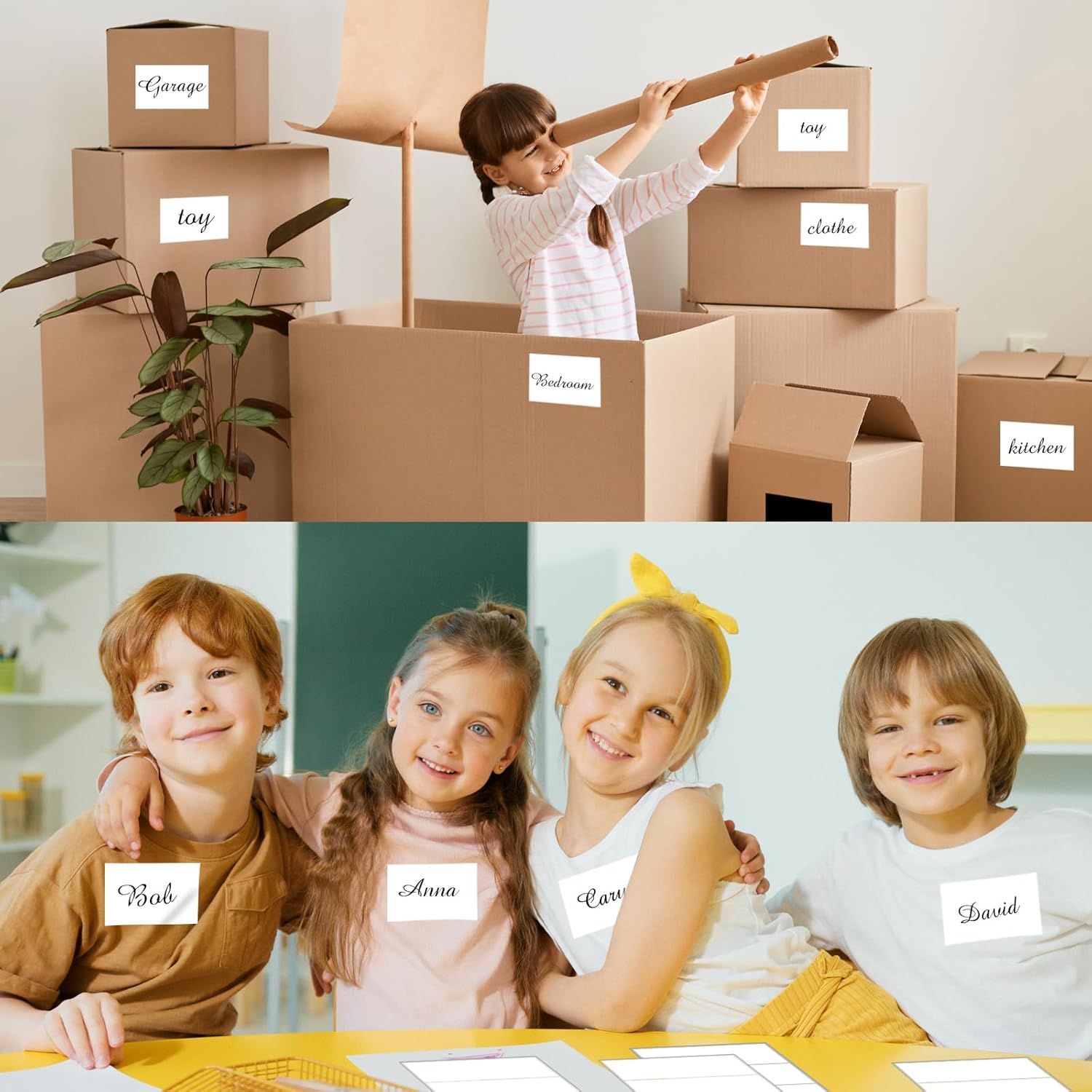 STARLIBOO Removable Colored Labels Stickers, 3X5 Inch Removable Large Label Stickers for Moving Boxes and Storage Bins- Waterproof- Tear Resistant (White) - Image 4