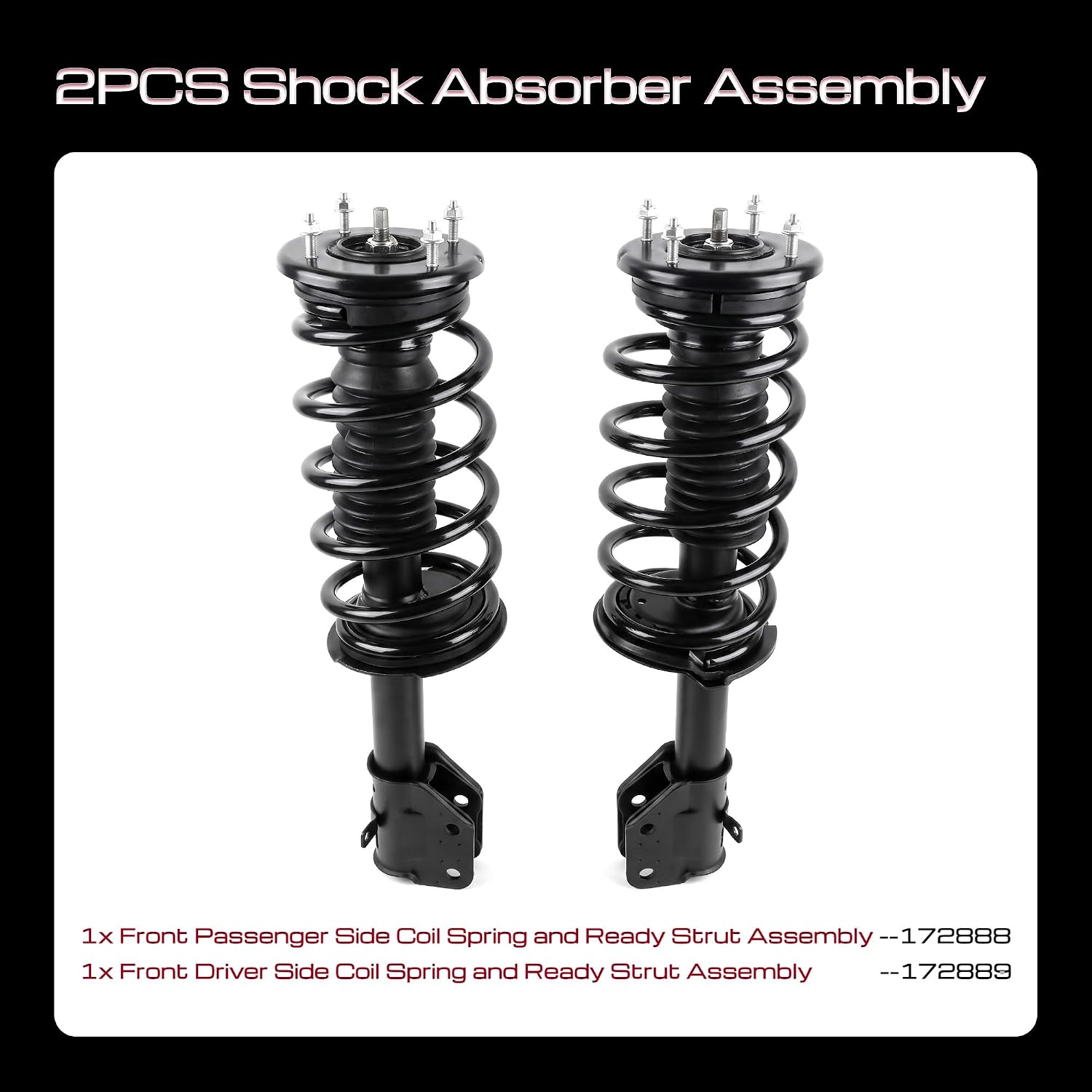 2PCS Front Complete Struts Assembly Shocks Compatible with 2007-2014 Ford Edge / 2007-2015 Lincon MKX FWD Coil Spring Shock Absorber 172889 172888