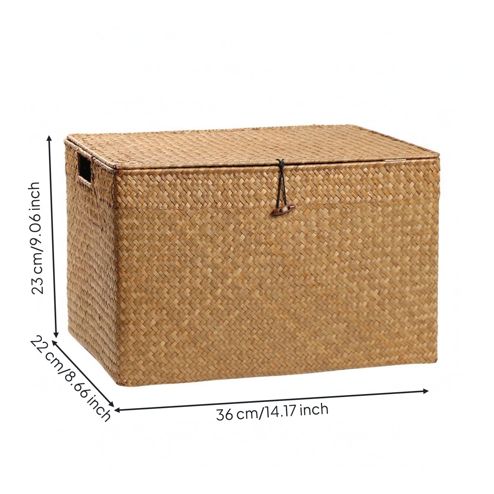 Kunststoffbox mit Grifföffnungen Rattanoptik Geflochtene Aufbewahrungsbox Korbgeflecht Rechteckiger Weidenkorb für Arbeitszimmer, Braun, 44x30x29 Cm