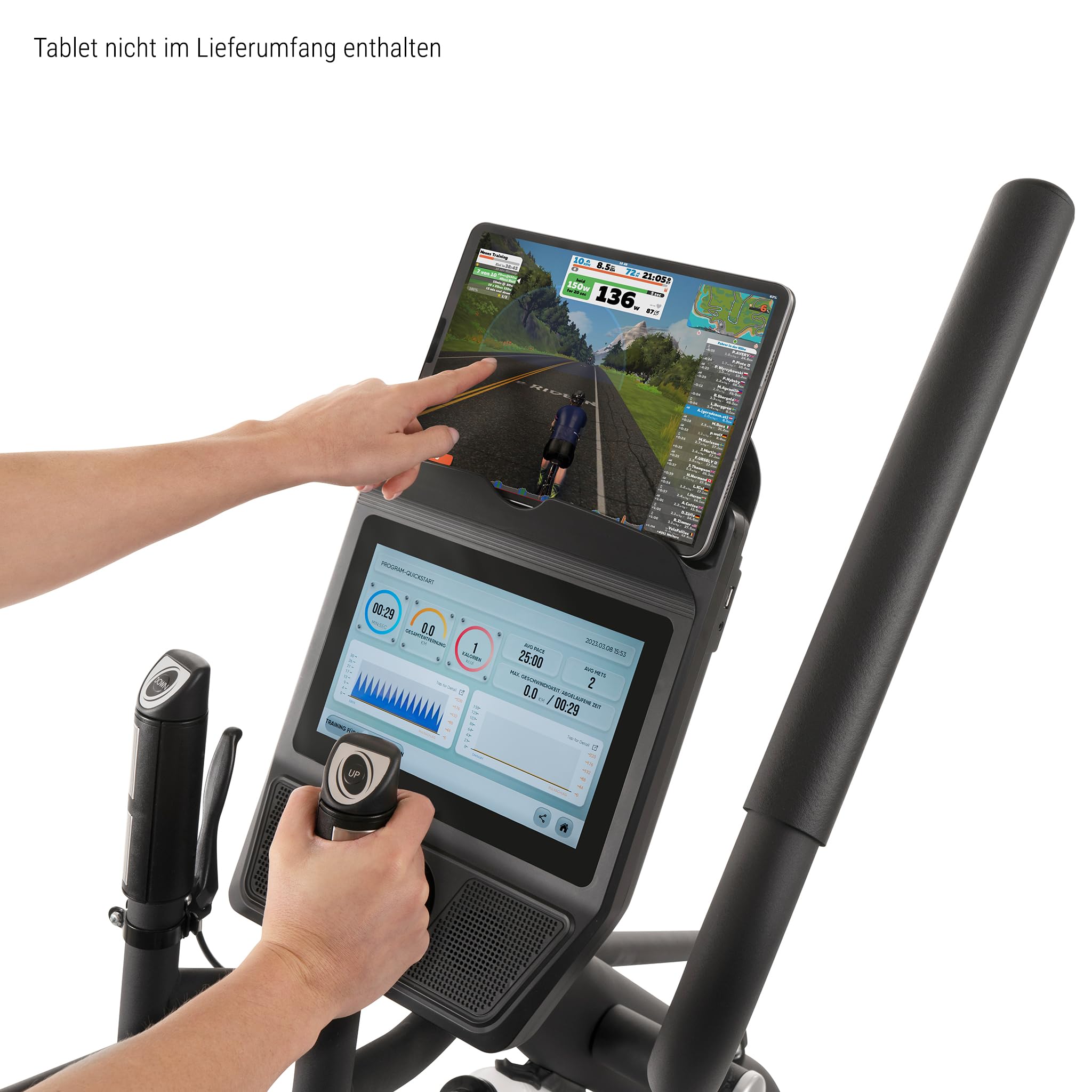 HAMMER Finnlo Ellipsentrainer E-Glide SRT – Profi Crosstrainer für Zuhause, 20 kg Schwungmasse, 16 Trainingsprogramme & Pulsmessung – effektives Ausdauertraining