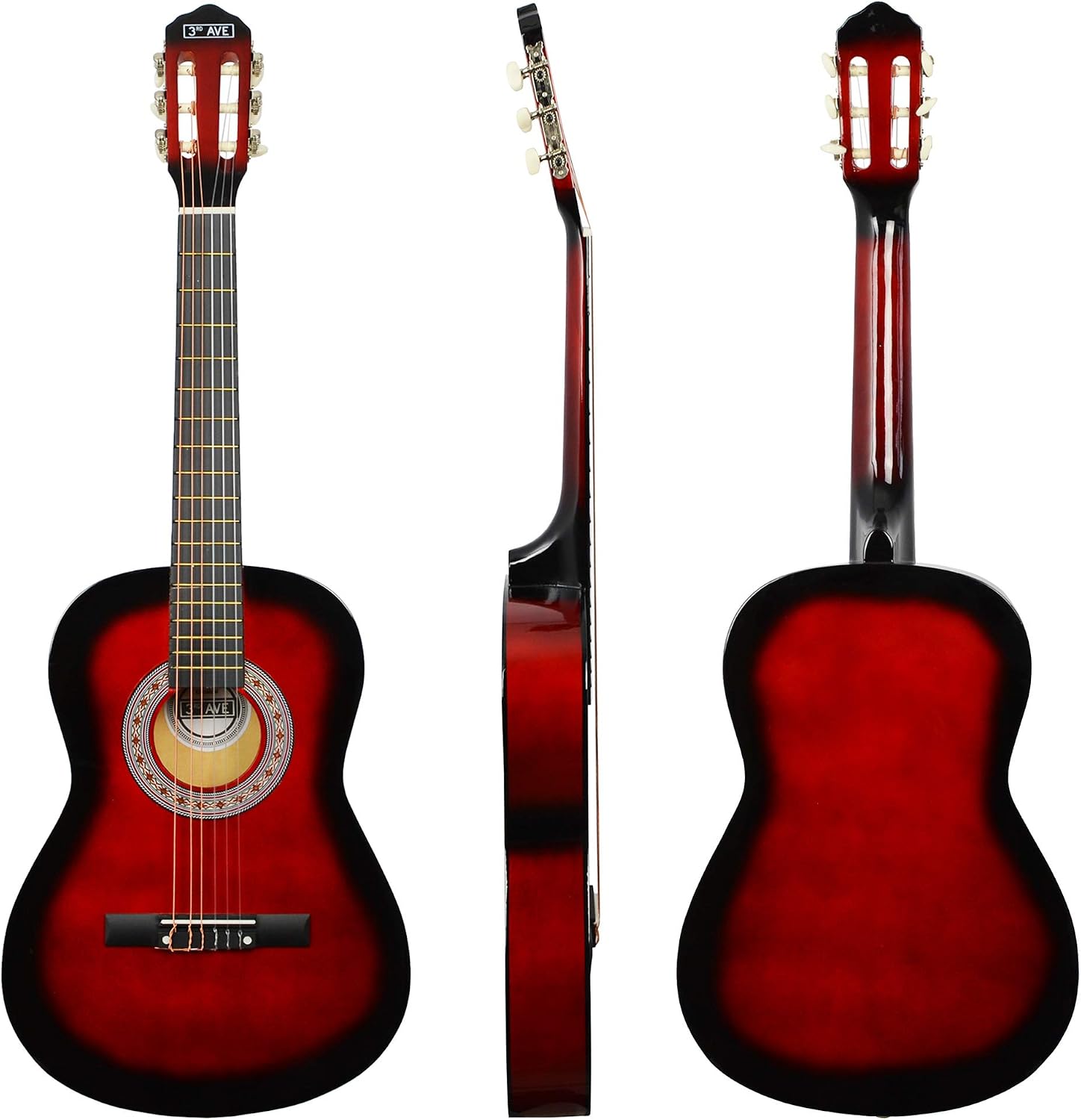 3rd Avenue 3/4 Size Classical Guitar Pack, Right, Redburst, (1)