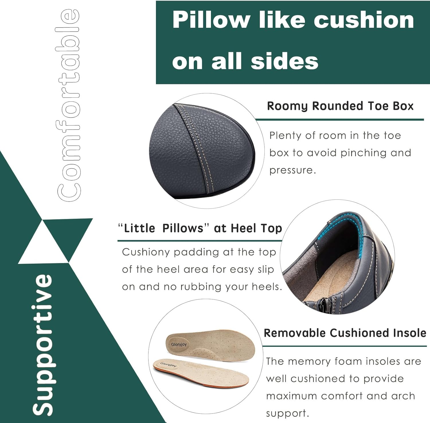 Women's Comfortable & Lightweight Leather Loafers Cute Slip On Dress Shoes for Women Business Casual Office Work Shoes Everyday Walking Flats - Image 7