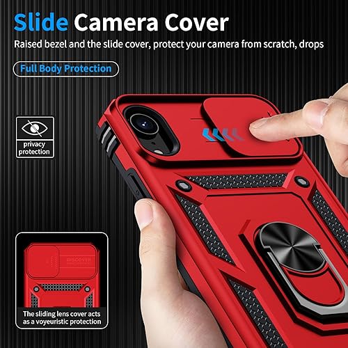 Miniatura 3 de Funda para iPhone XR, iPhone XR con 2 protectores de pantalla HD + funda para cámara deslizante, grado militar de 16 pies, funda protectora probada