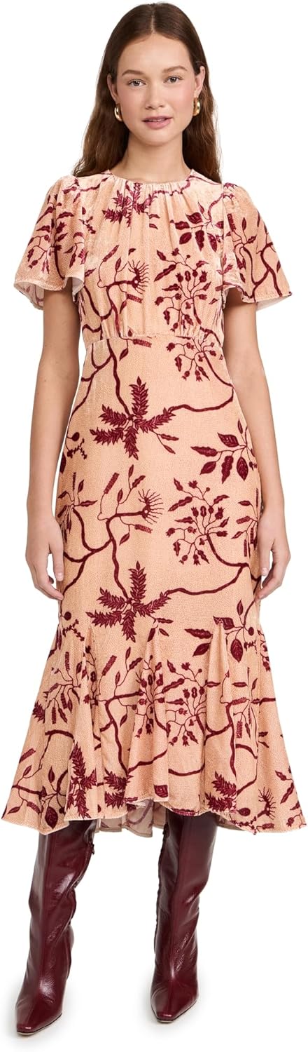 Rhode Women's Arabella Corduroy Dress, Cream Enchanted Vine Grande ...