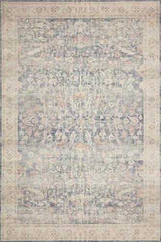 Miniatura 4 de Loloi II Hathaway Collection HTH-02 - Alfombra decorativa con estampado de mezclilla, diseño tradicional multicolor, 2pies x 5pies