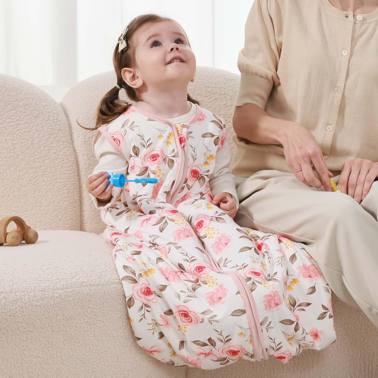 Gigoteuse pour bébé 1.0 Tog, lot de 2, en rayonne ultra douce fabriquée à partir de bambou, sac de couchage en fibre de bambou biologique pour bébé, idéal pour toutes les saisons(Rose,M)
