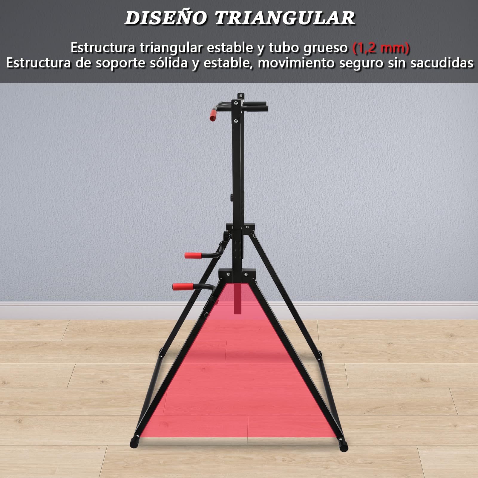 Estación de Dominadas Plegable, Power Tower Dip Station Independiente Altura Ajustable Barra de Dominadas Multifuncional Dispositivo de Entrenamiento para Dominadas, Flexiones hasta 200kg