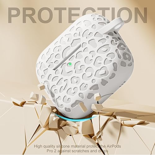 Vista 352 de Funda para Airpods de 2ª y 1ª, silicona suave, leopardo, compatible con Apple AirPods de 2ª/1ª generación de carga con llavero, a prueba de golpes