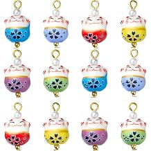 12Pcs Lucky Cat Charms for Jewelry Making 3D Ceramic Small Cute Animal Charms Japanese Maneki Neko Fortune Porcelain Pendants for Bracelet Earring Necklace DIY Crafts