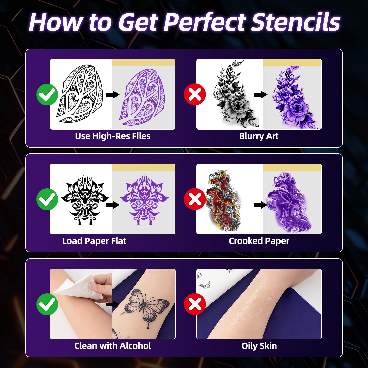 Kit di stencil per tatuaggi - Stampante termica wireless Bluetooth per tatuaggi, carta di trasferimento per tatuaggi temporanei, compatibile con iPhone, Android, PC, per artisti e principianti