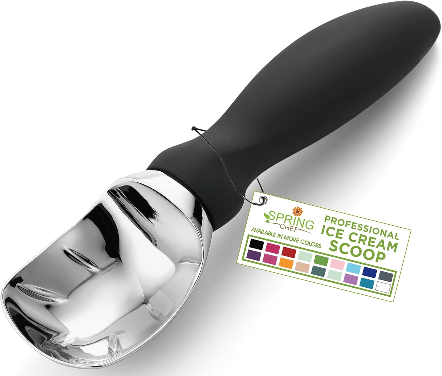 Spring Chef Heavy Duty Ice Cream Scoop with Comfortable Handle - Professional Ice Cream Scooper for Gelato
