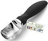 Spring Chef Heavy Duty Ice Cream Scoop with Comfortable Handle - Professional Ice Cream Scooper for Gelato, Sorbet, Cookie Dough, Melon, Frozen Yogurt - Dishwasher Safe Metal Kitchen Tool - Black Black 1