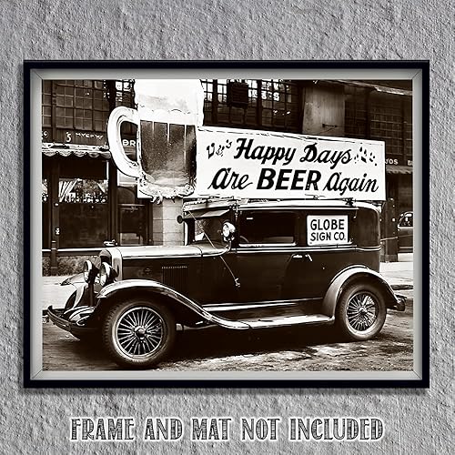 Miniatura 8 de Happy Days are Beer Again póster sin marco de 11 x 14 pulgadas, fotos retro vintage de los años 20 para bar clandestino y contrabandista, foto en
